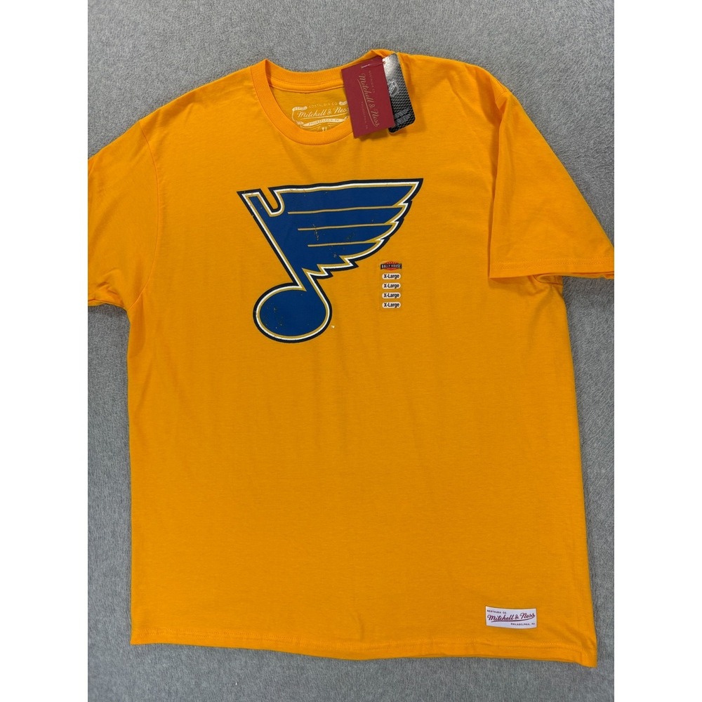 NWT St Louis Blues Screened Logo Hockey Crew Tee Shirt (Men's XL) Yellow